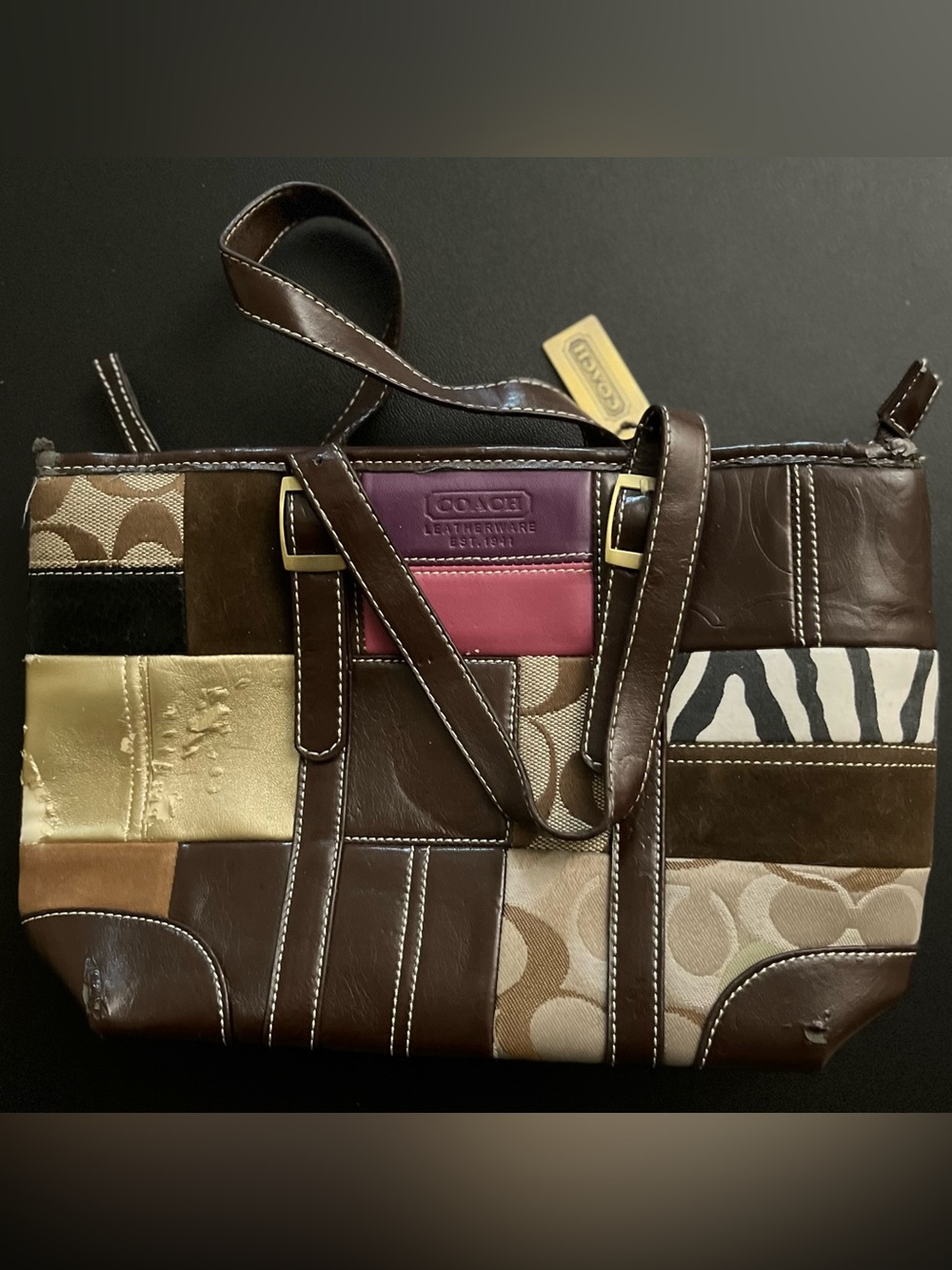 Vintage Y2K Coach Holiday
Patchwork Multi Media Shoulder Bag